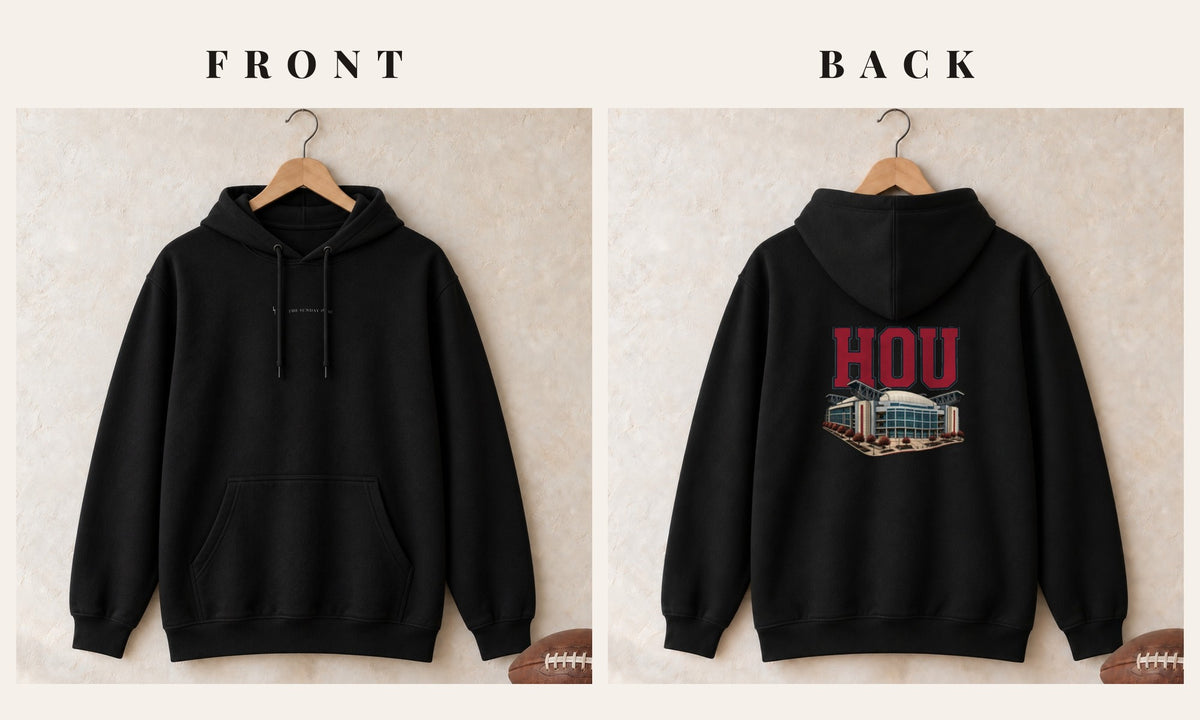 Hoodie + Logo Front · Black · front and back · Houston Home Field Advantage hoodie in black