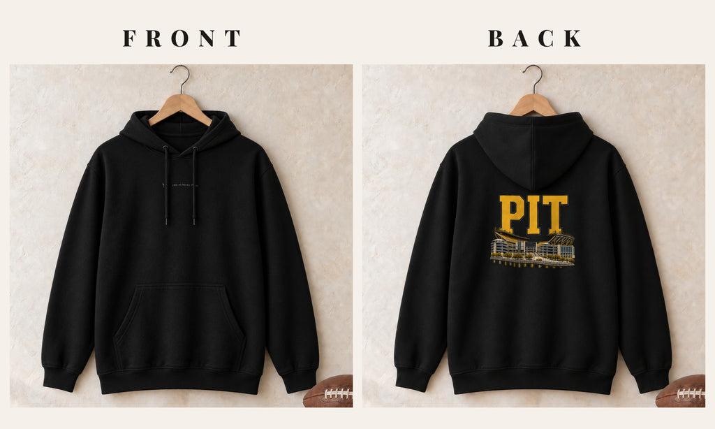 Hoodie + Logo Front · Black · front and back · Pittsburgh Home Field Advantage hoodie in black
