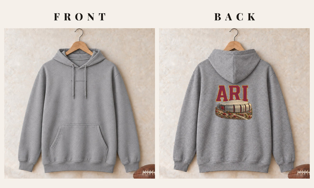 Hoodie + Logo Front · Sport Grey · front and back · Arizona Home Field Advantage hoodie in sport grey