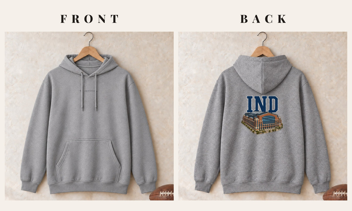 Hoodie + Logo Front · Sport Grey · front and back · Indianapolis Home Field Advantage hoodie in sport grey