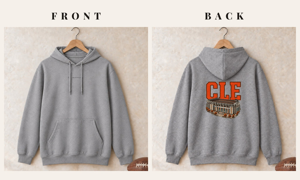 Hoodie + Logo Front · Sport Grey · front and back · Cleveland Home Field Advantage hoodie in sport grey