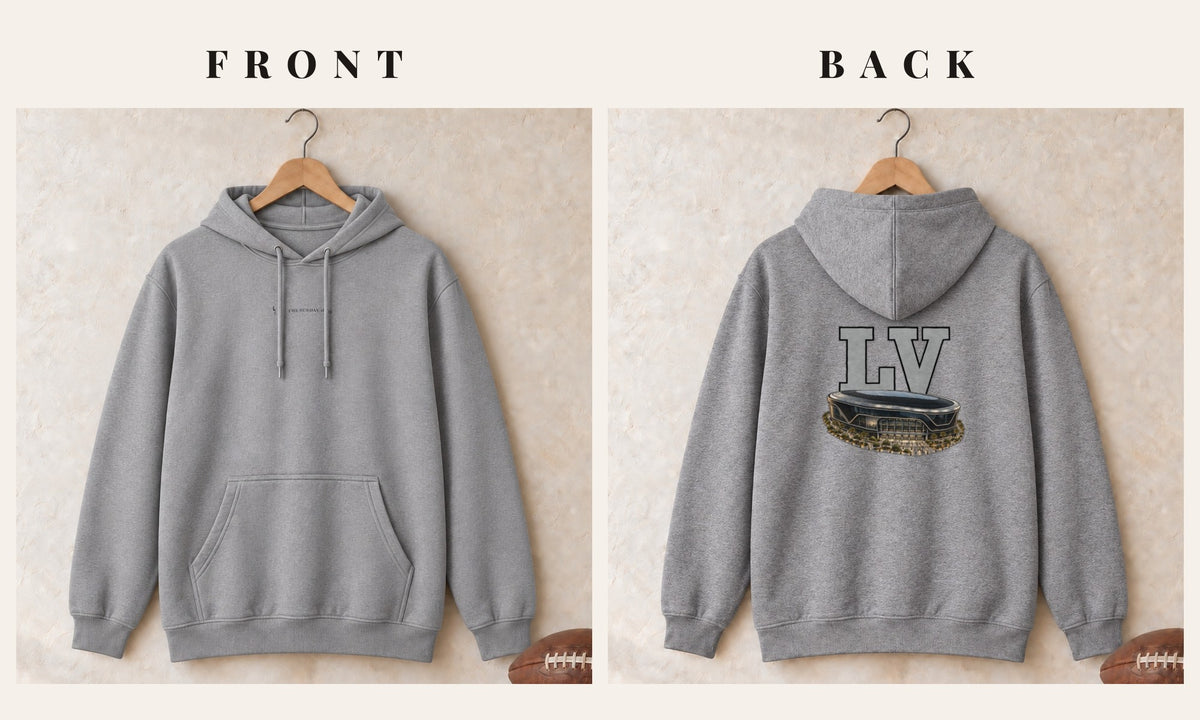 Hoodie + Logo Front · Sport Grey · front and back · Las Vegas Home Field Advantage hoodie in sport grey