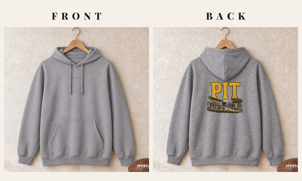 Hoodie + Logo Front · Sport Grey · front and back · Pittsburgh Home Field Advantage hoodie in sport grey