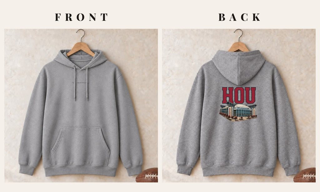 Hoodie + Logo Front · Sport Grey · front and back · Houston Home Field Advantage hoodie in sport grey