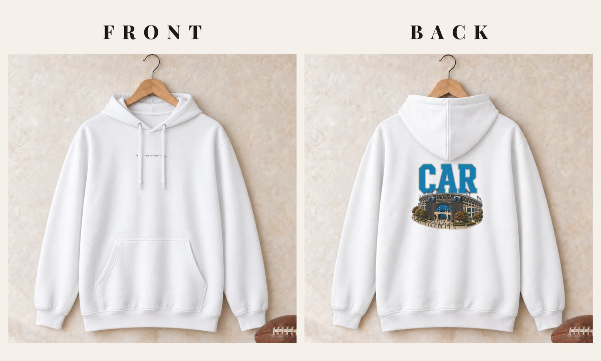 Hoodie + Logo Front · White · front and back · Carolina Home Field Advantage hoodie in white