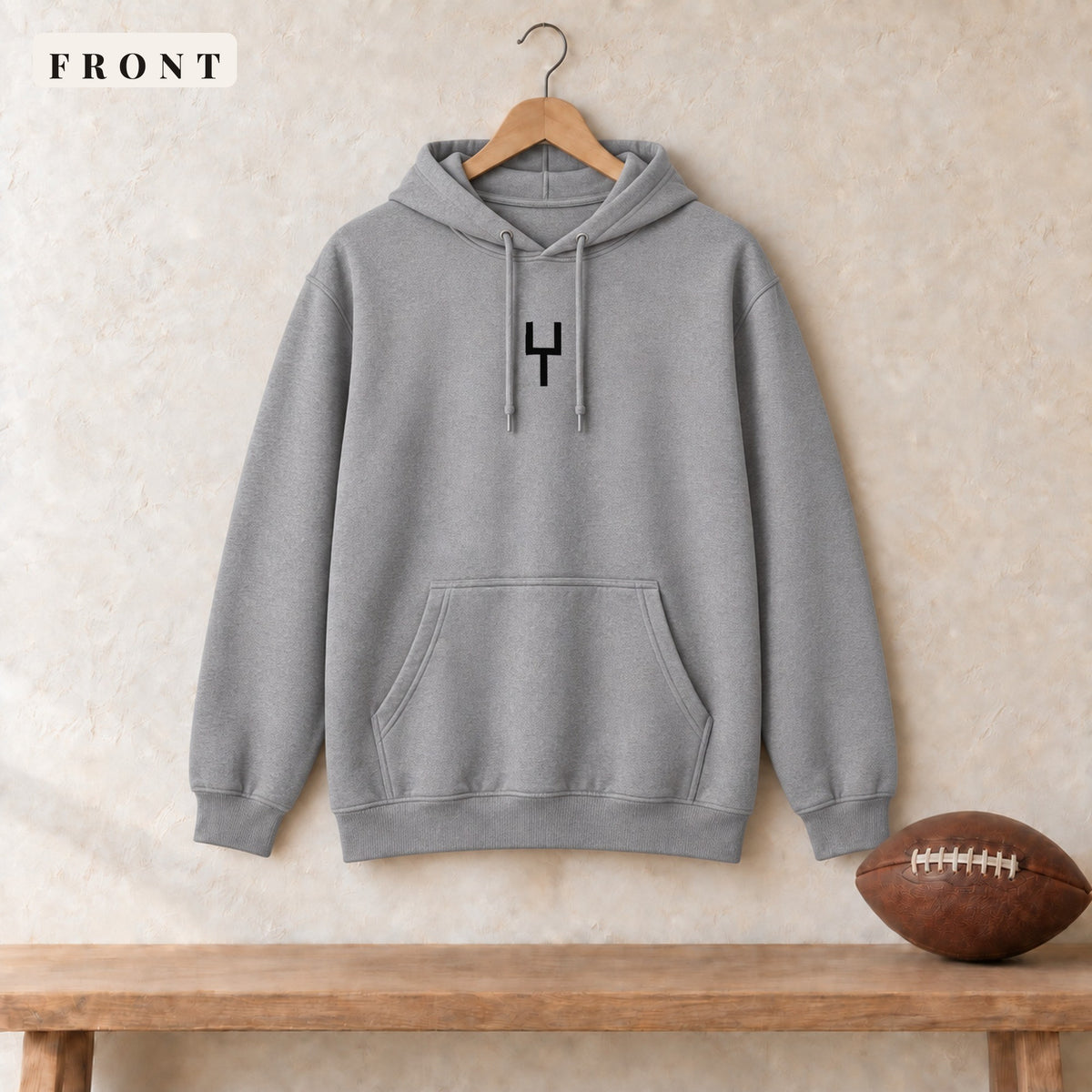 Hoodie · Sport Grey · front · The Sunday Acre Goalpost hoodie in sport grey