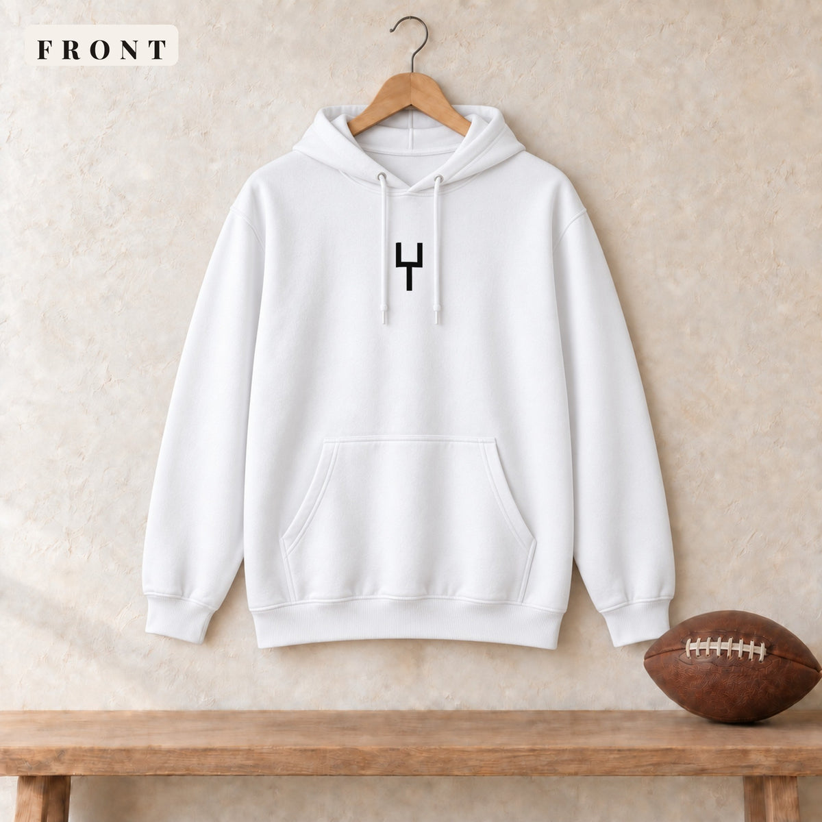 Hoodie · White · front · The Sunday Acre Goalpost hoodie in white