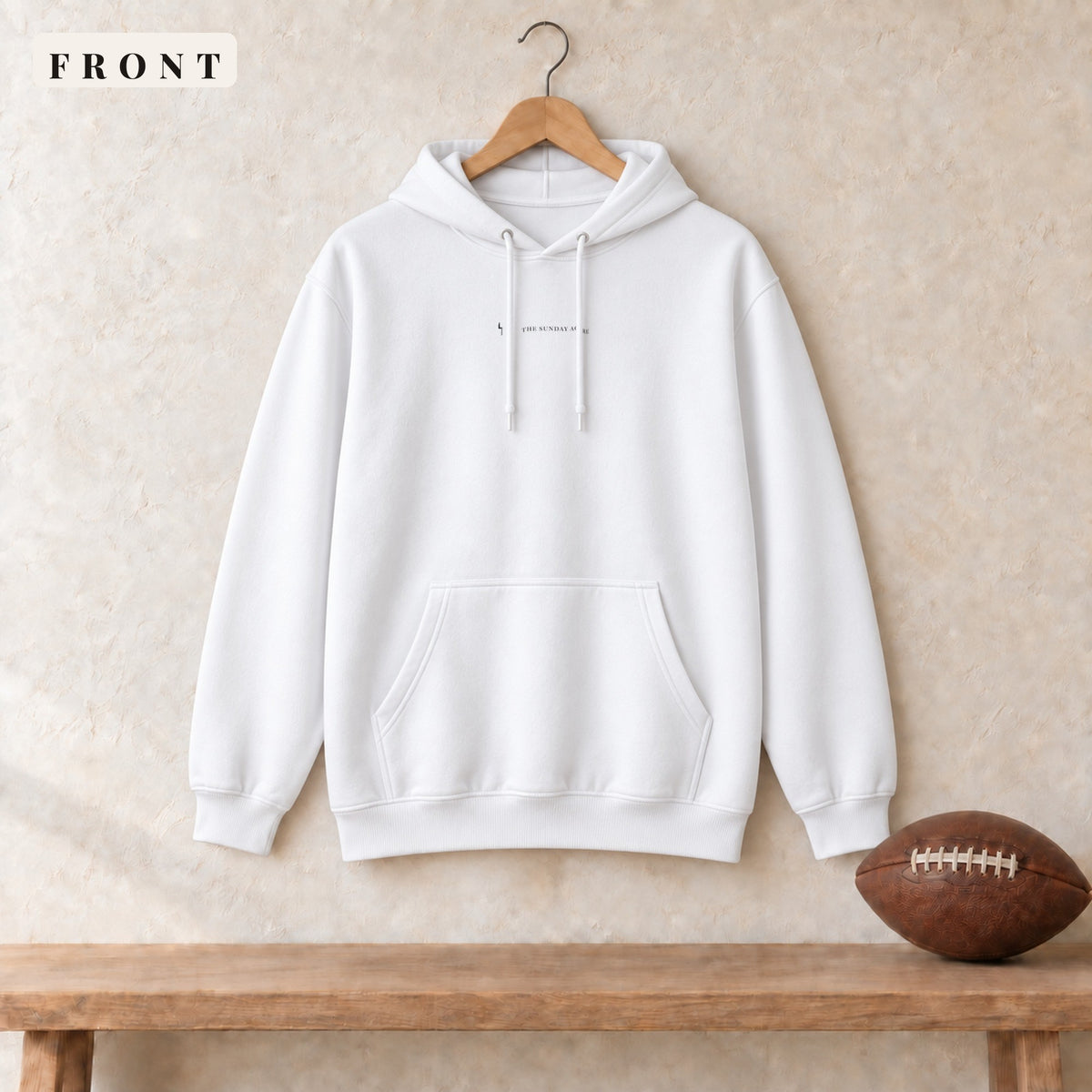 Hoodie · White · front · The Sunday Acre Logo hoodie in white