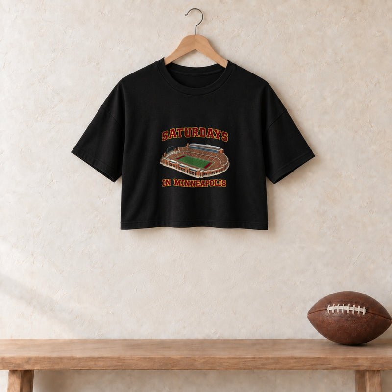 Color Black, Saturdays in Minneapolis Women's Crop Top in black