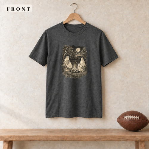Tee · Dark Heather · front · All Hollow's Eve Orchard Ghost Stories tee in dark heather