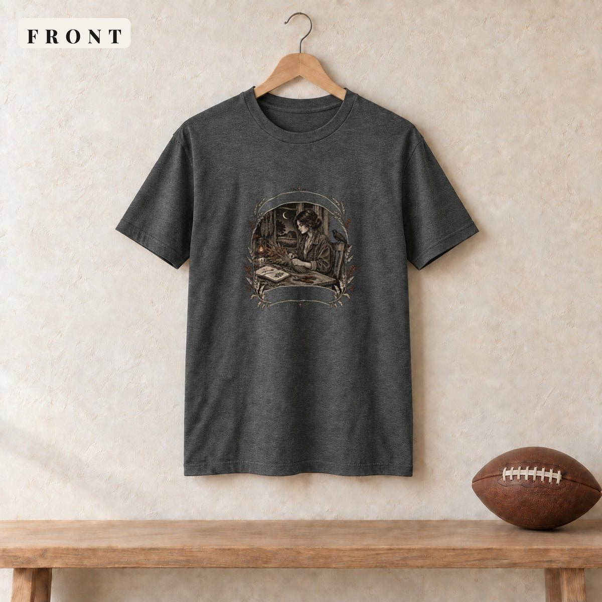 Tee · Dark Heather · front · All Hollow's Eve She Keeps Strange Hours tee in dark heather