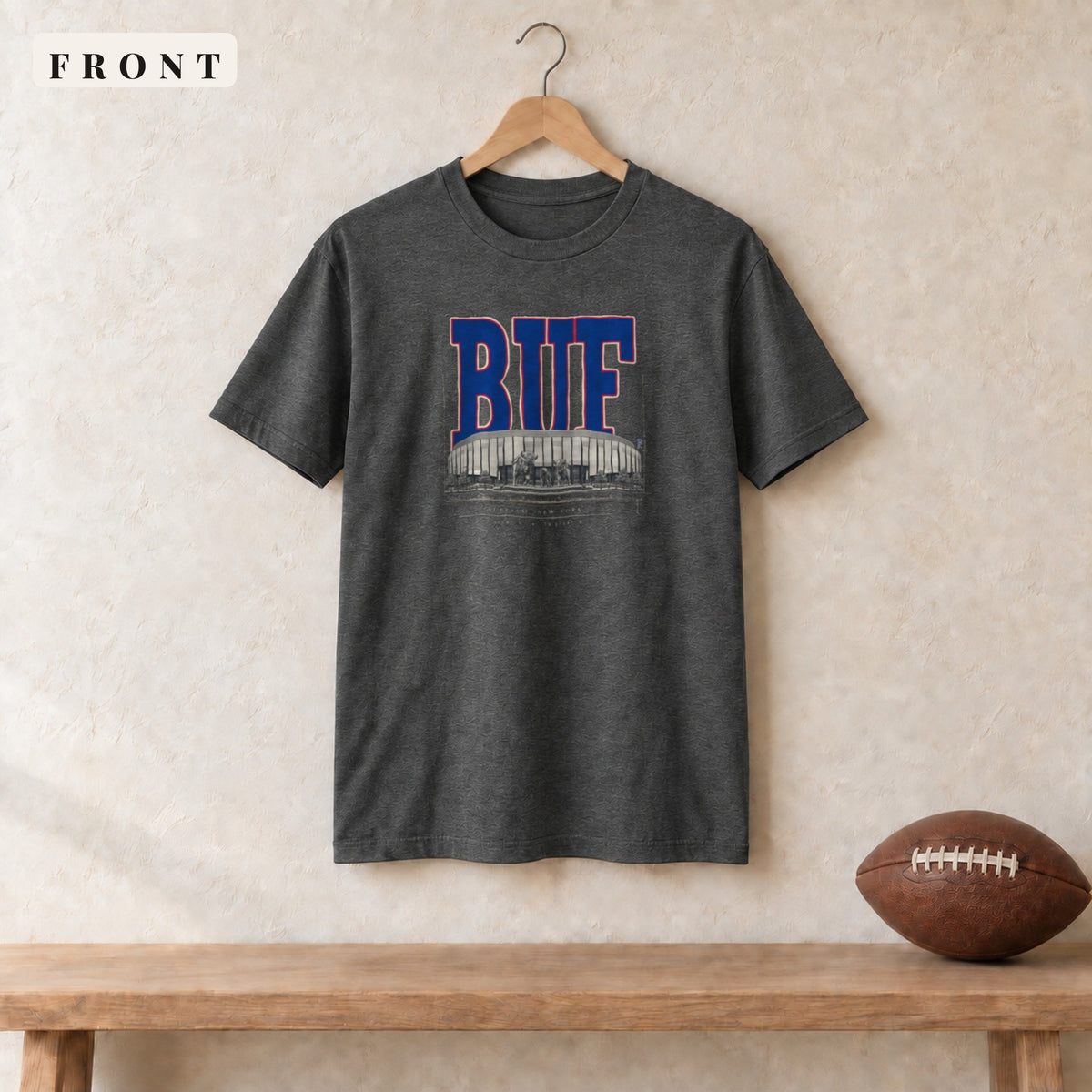 Tee · Dark Heather · front · Buffalo Blueprint City tee in dark heather
