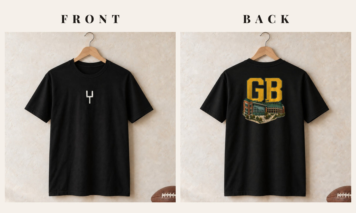 Tee + Goalpost Front · Black · front and back · Green Bay Home Field Advantage tee in black
