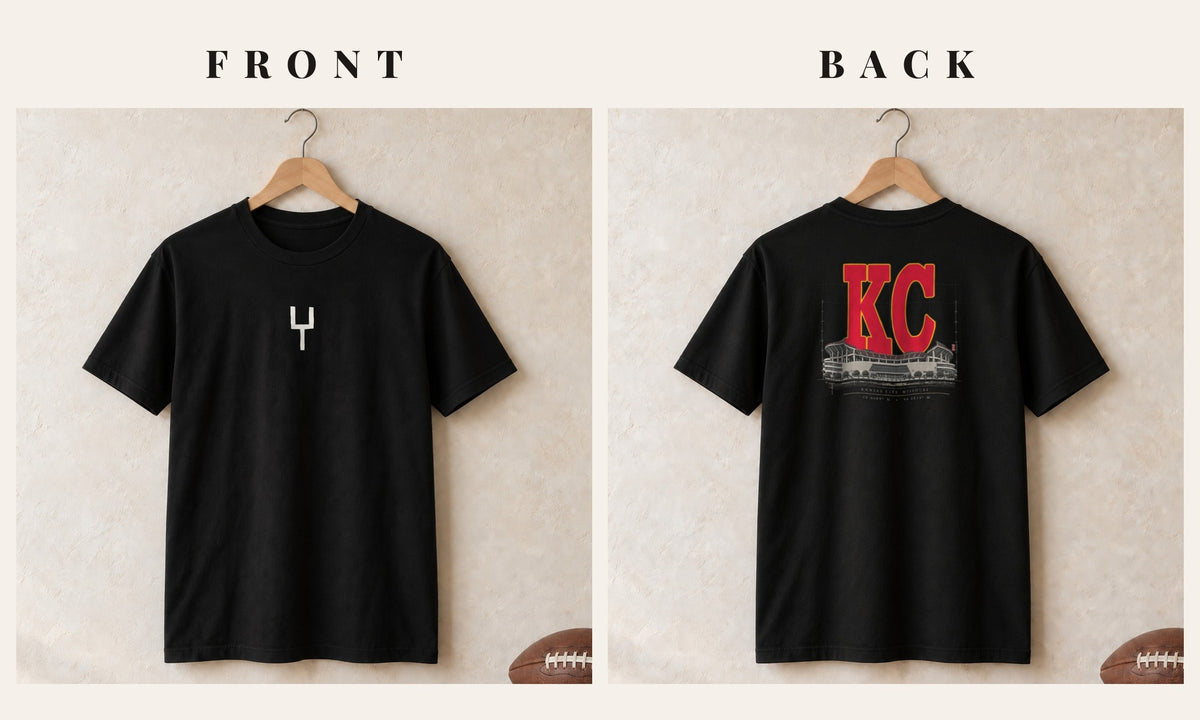 Tee + Goalpost Front · Black · front and back · Kansas City Blueprint City tee in black