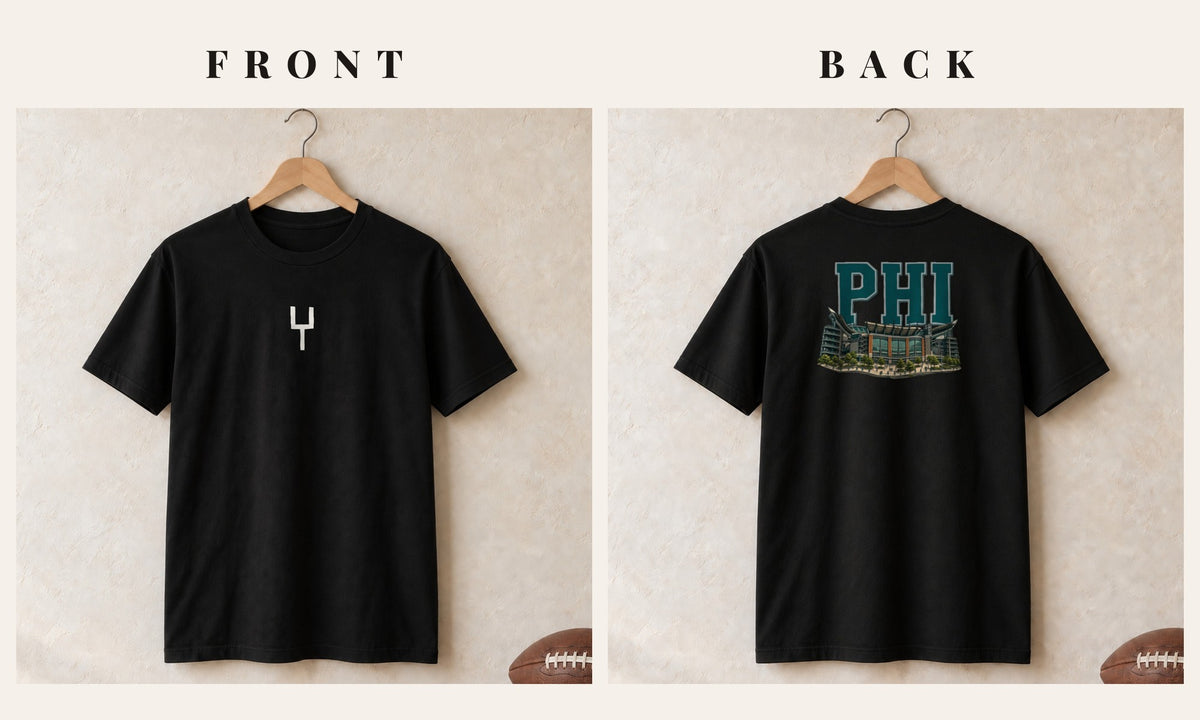 Tee + Goalpost Front · Black · front and back · Philadelphia Home Field Advantage tee in black