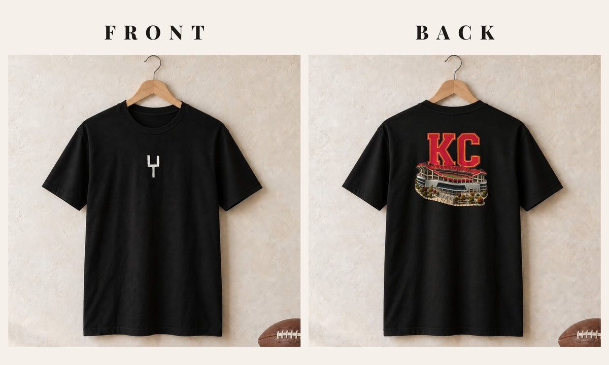 Tee + Goalpost Front · Black · front and back · Kansas City Home Field Advantage tee in black
