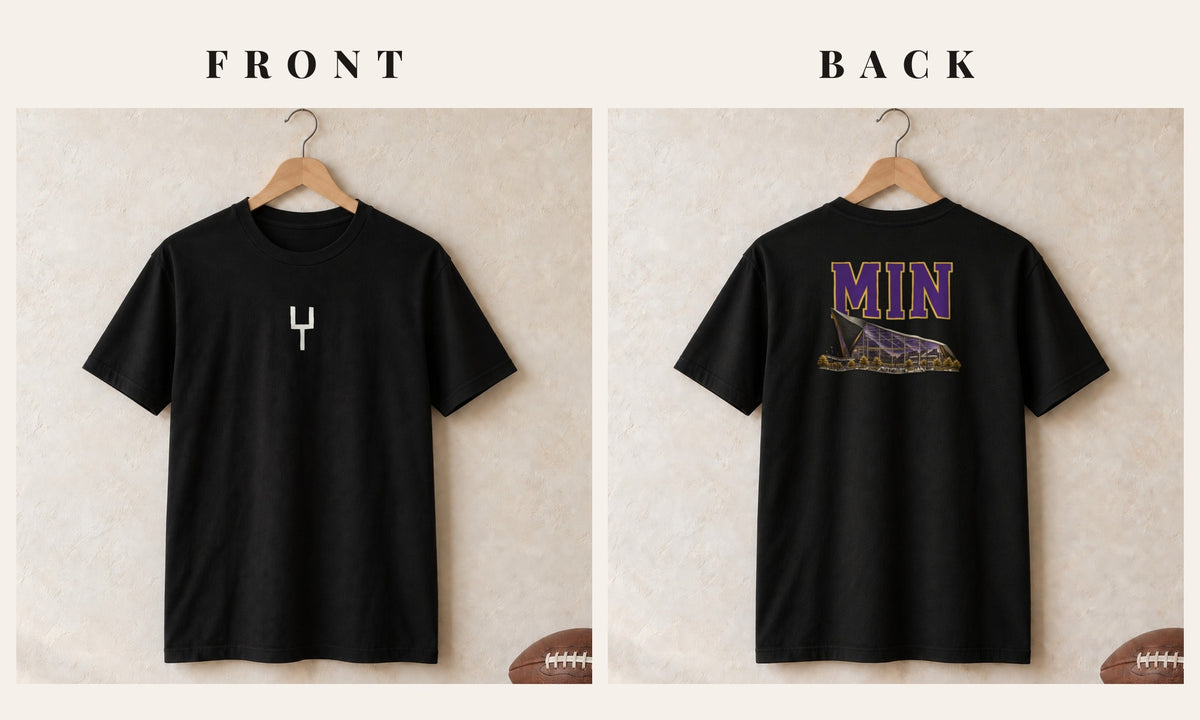 Tee + Goalpost Front · Black · front and back · Minnesota Home Field Advantage tee in black