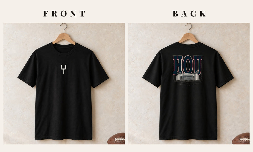 Tee + Goalpost Front · Black · front and back · Houston Blueprint City tee in black