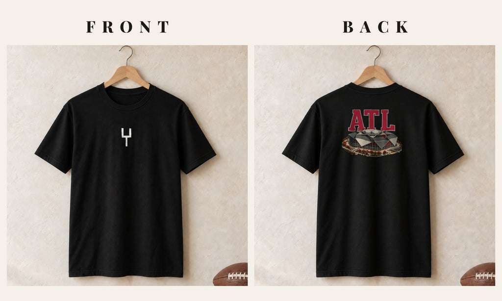 Tee + Goalpost Front · Black · front and back · Atlanta Home Field Advantage tee in black