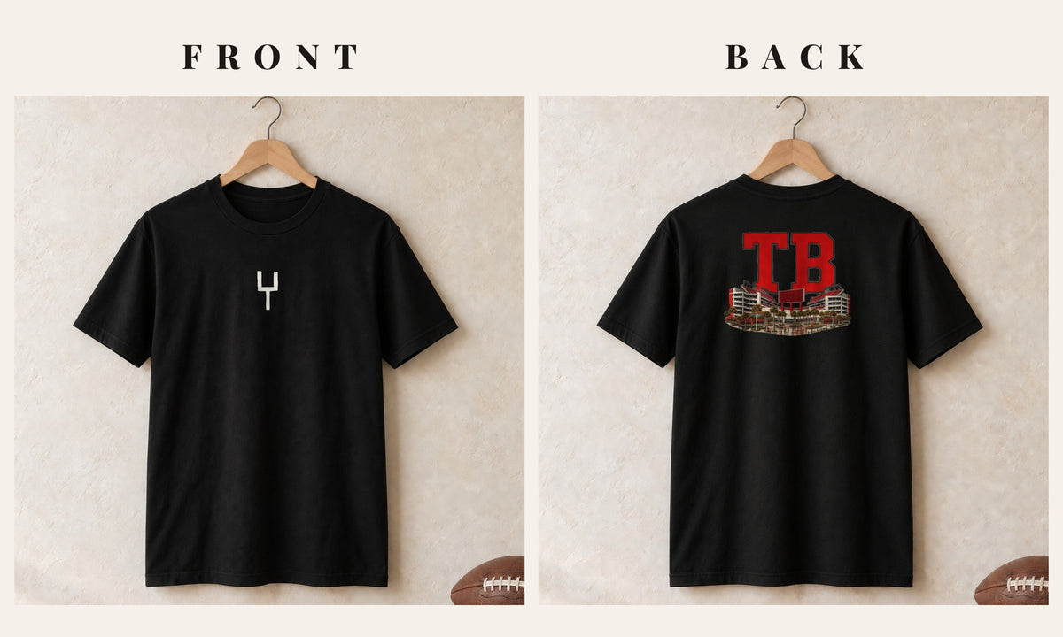Tee + Goalpost Front · Black · front and back · Tampa Bay Home Field Advantage tee in black