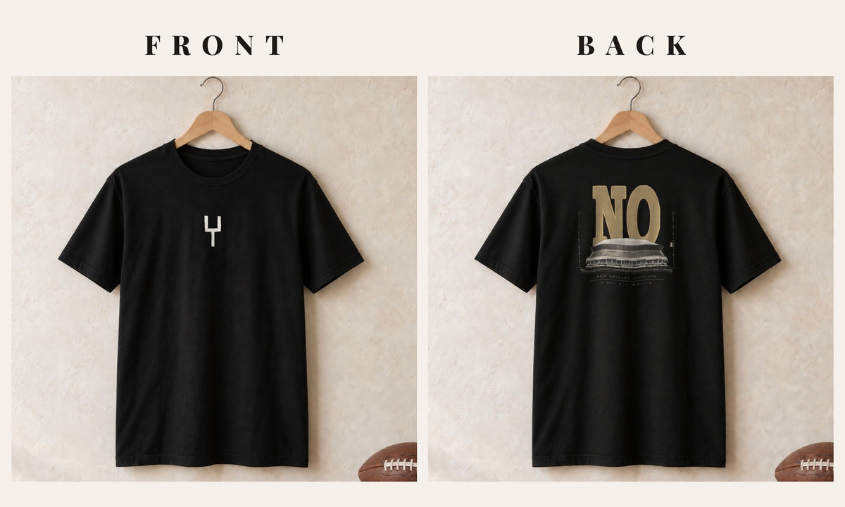 Tee + Goalpost Front · Black · front and back · New Orleans Blueprint City tee in black