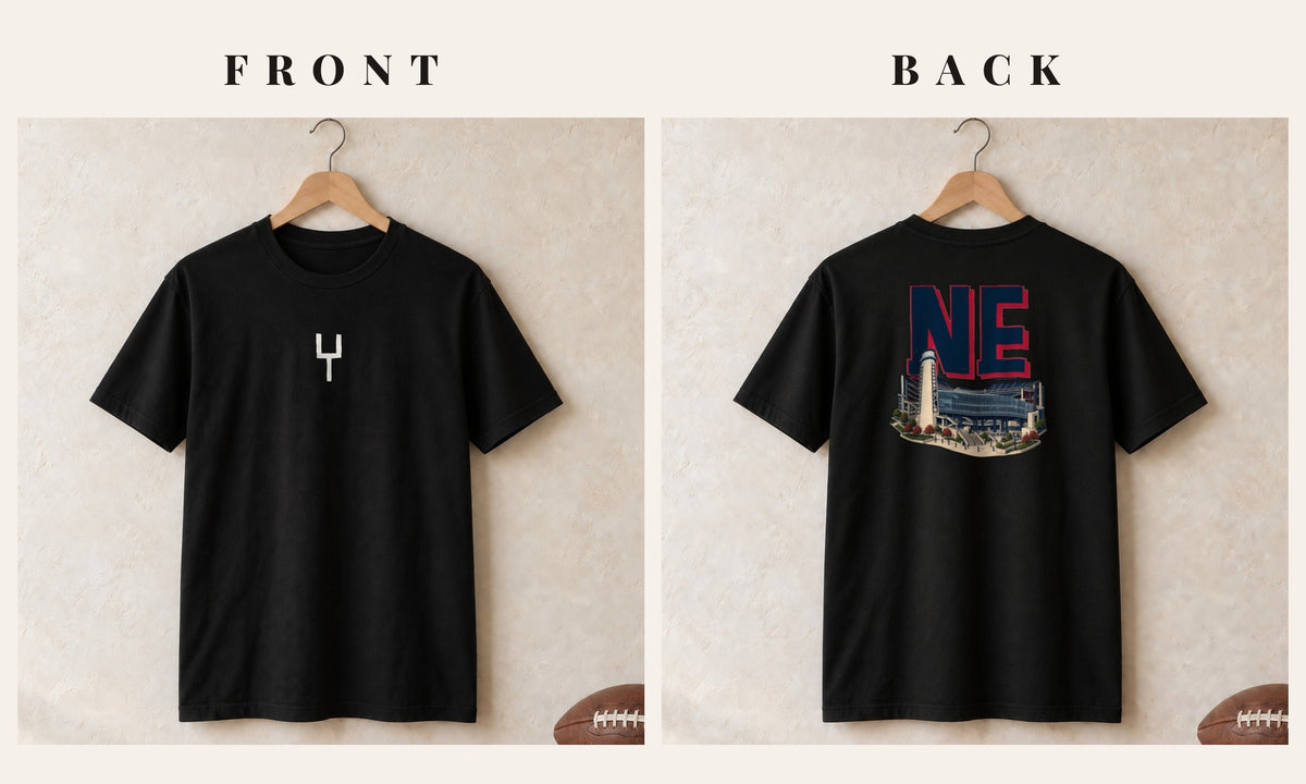 Tee + Goalpost Front · Black · front and back · New England Home Field Advantage tee in black