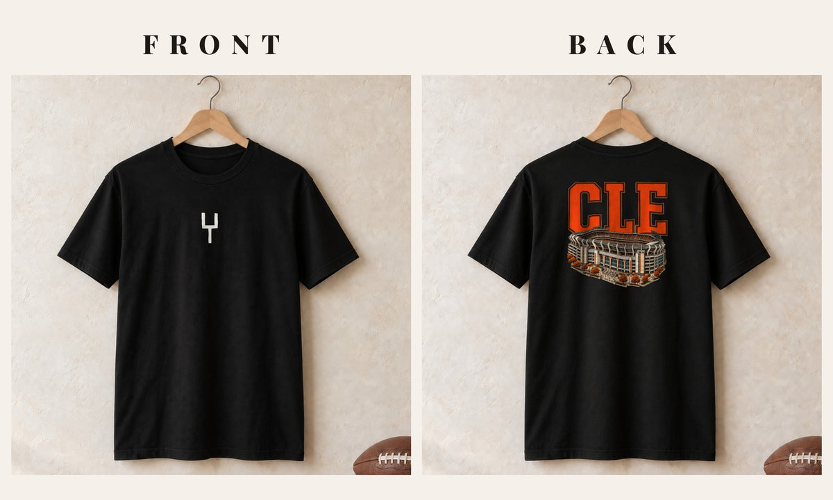 Tee + Goalpost Front · Black · front and back · Cleveland Home Field Advantage tee in black
