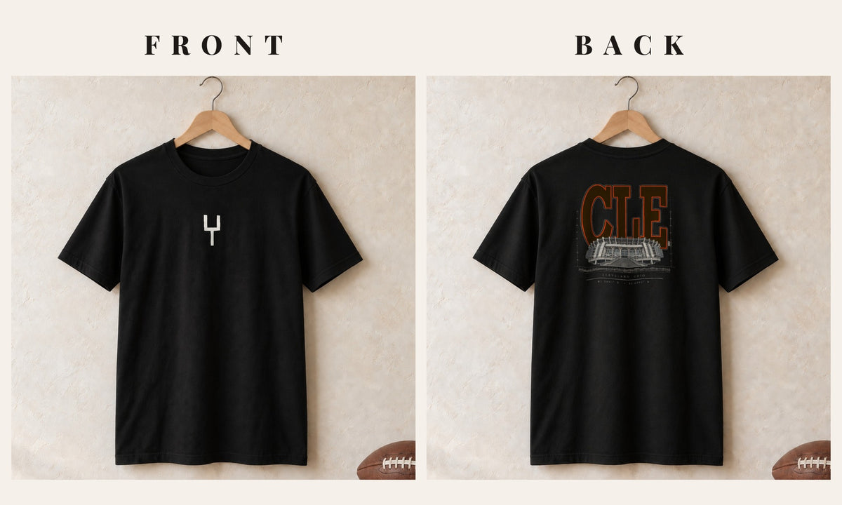 Tee + Goalpost Front · Black · front and back · Cleveland Blueprint City tee in black