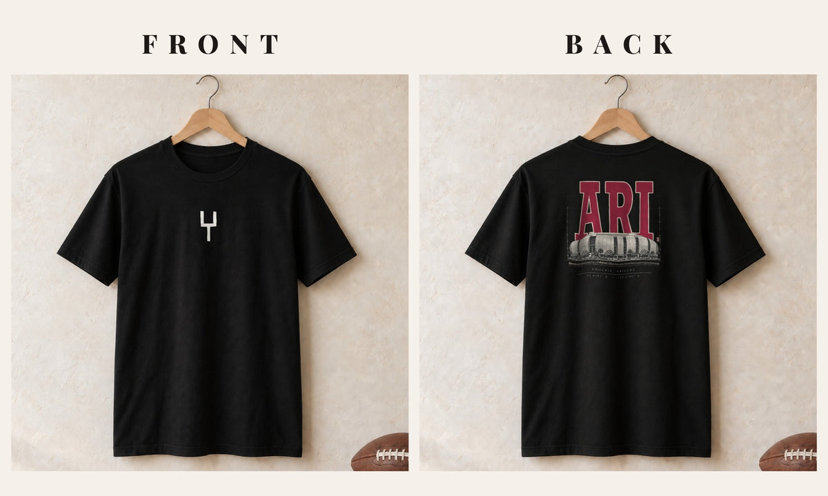 Tee + Goalpost Front · Black · front and back · Arizona Blueprint City tee in black