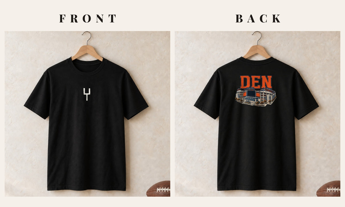 Tee + Goalpost Front · Black · front and back · Denver Home Field Advantage tee in black