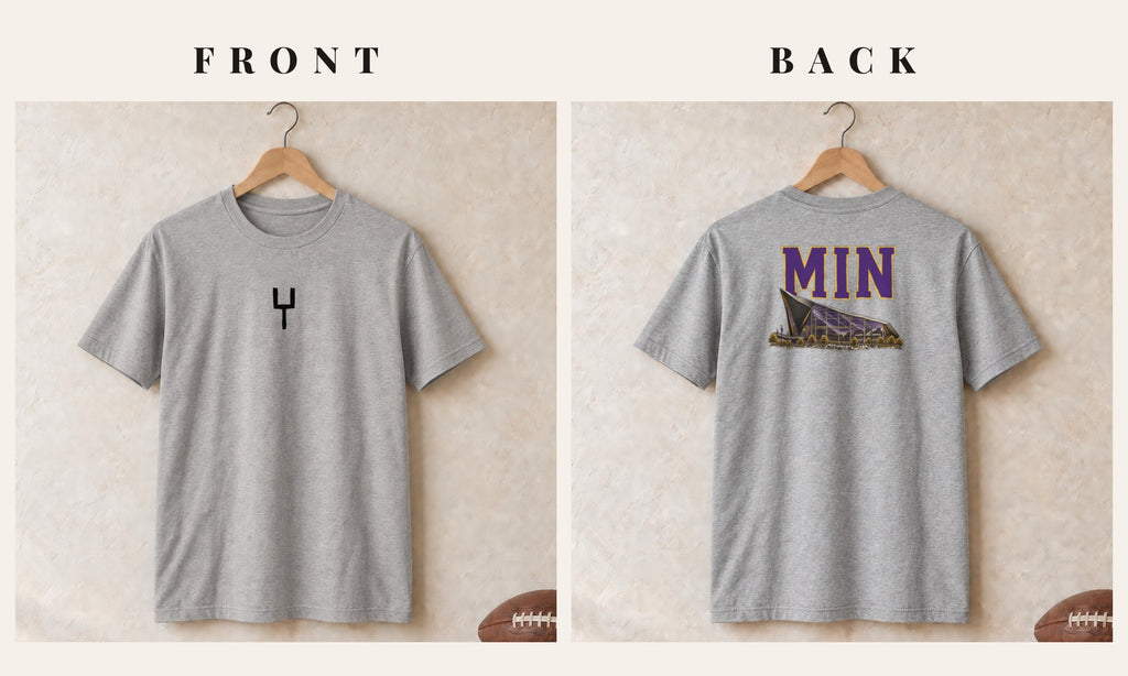 Tee + Goalpost Front · Sport Grey · front and back · Minnesota Home Field Advantage tee in sport grey