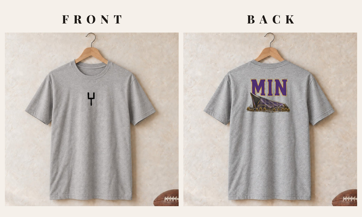 Tee + Goalpost Front · Sport Grey · front and back · Minnesota Home Field Advantage tee in sport grey