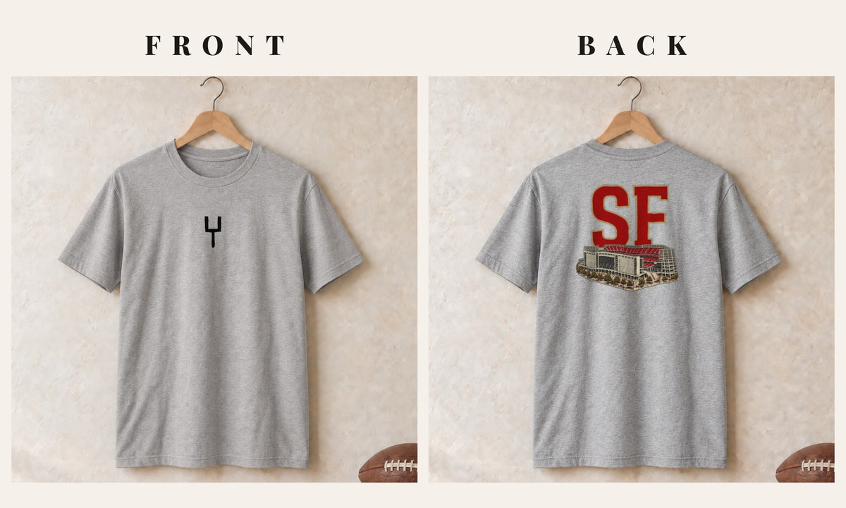 Tee + Goalpost Front · Sport Grey · front and back · San Francisco Home Field Advantage tee in sport grey