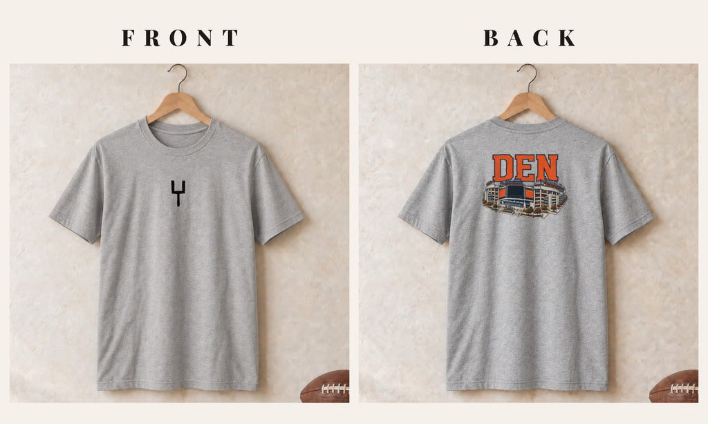 Tee + Goalpost Front · Sport Grey · front and back · Denver Home Field Advantage tee in sport grey