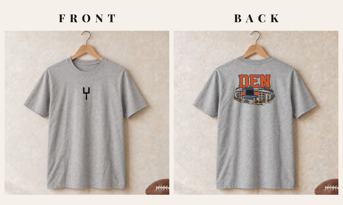 Tee + Goalpost Front · Sport Grey · front and back · Denver Home Field Advantage tee in sport grey