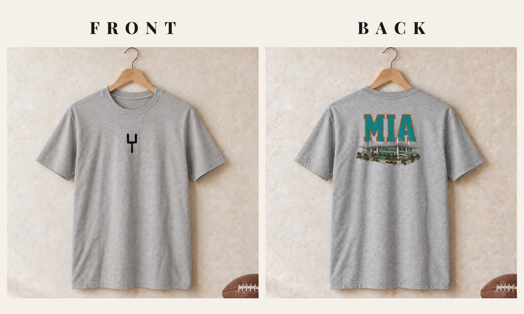 Tee + Goalpost Front · Sport Grey · front and back · Miami Home Field Advantage tee in sport grey