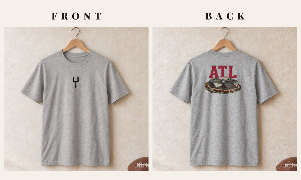 Tee + Goalpost Front · Sport Grey · front and back · Atlanta Home Field Advantage tee in sport grey