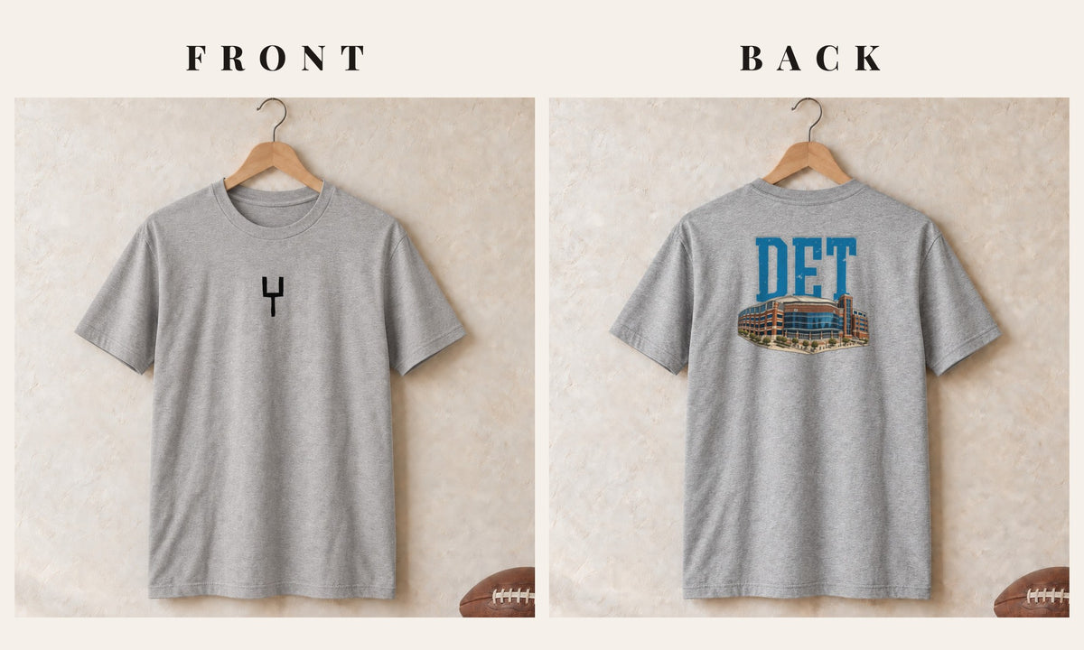 Tee + Goalpost Front · Sport Grey · front and back · Detroit Home Field Advantage tee in sport grey