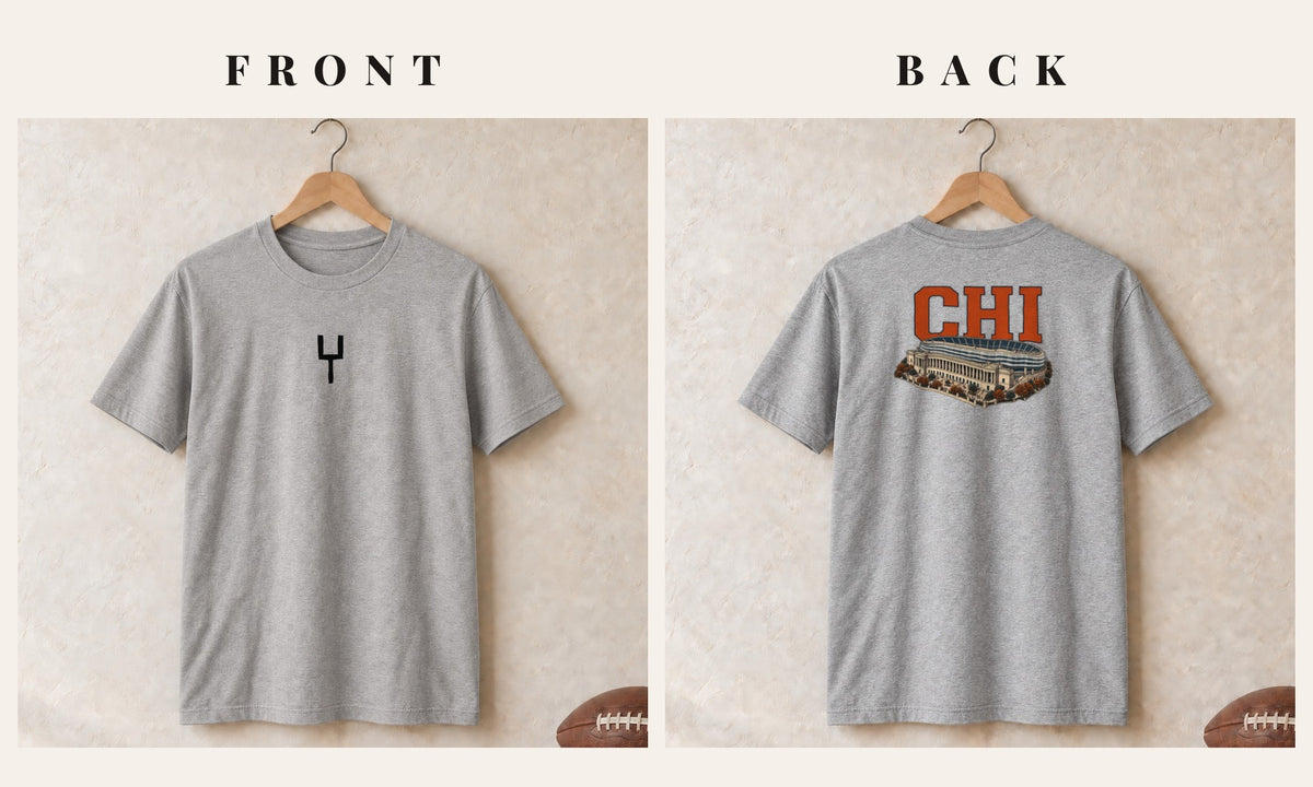 Tee + Goalpost Front · Sport Grey · front and back · Chicago Home Field Advantage tee in sport grey