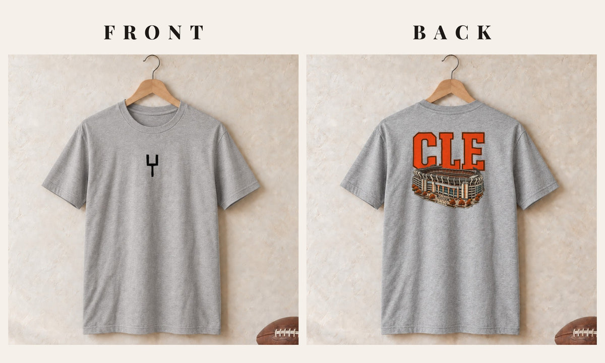 Tee + Goalpost Front · Sport Grey · front and back · Cleveland Home Field Advantage tee in sport grey