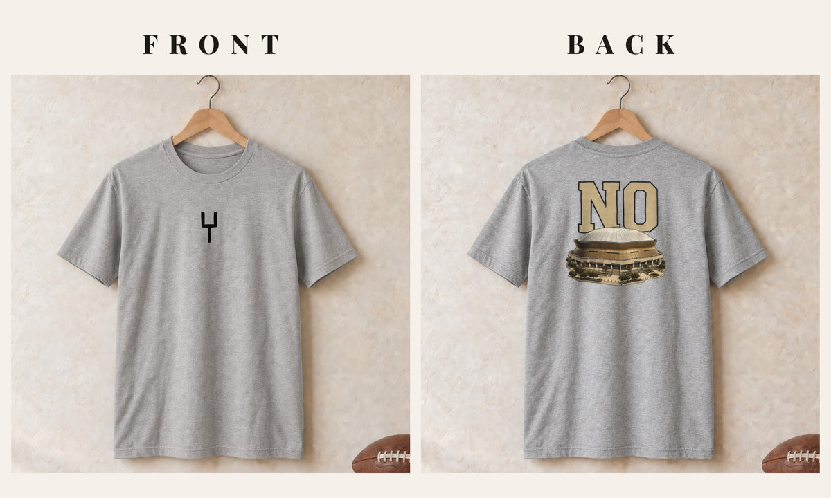 Tee + Goalpost Front · Sport Grey · front and back · New Orleans Home Field Advantage tee in sport grey