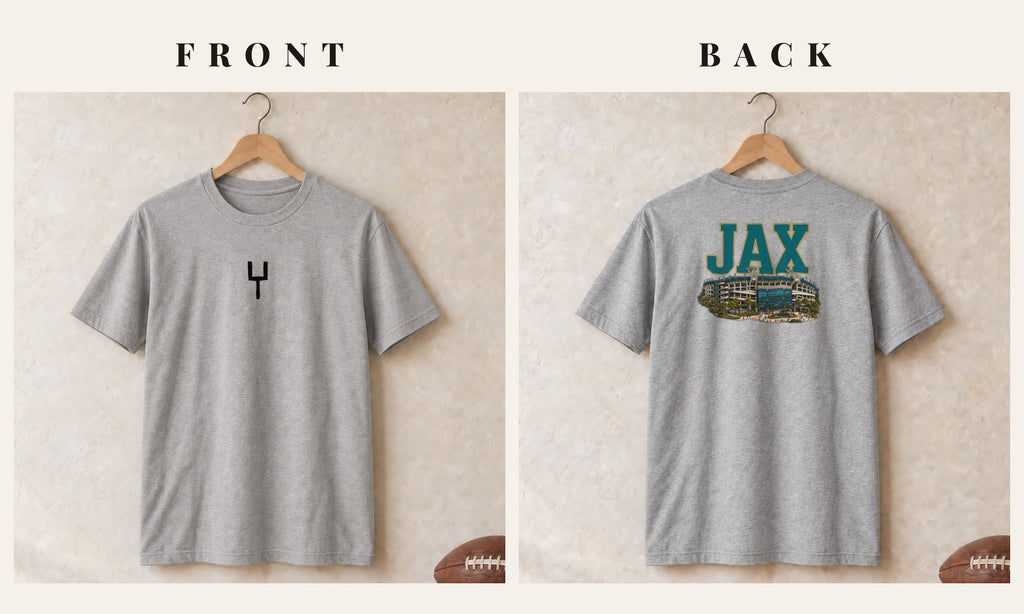 Tee + Goalpost Front · Sport Grey · front and back · Jacksonville Home Field Advantage tee in sport grey