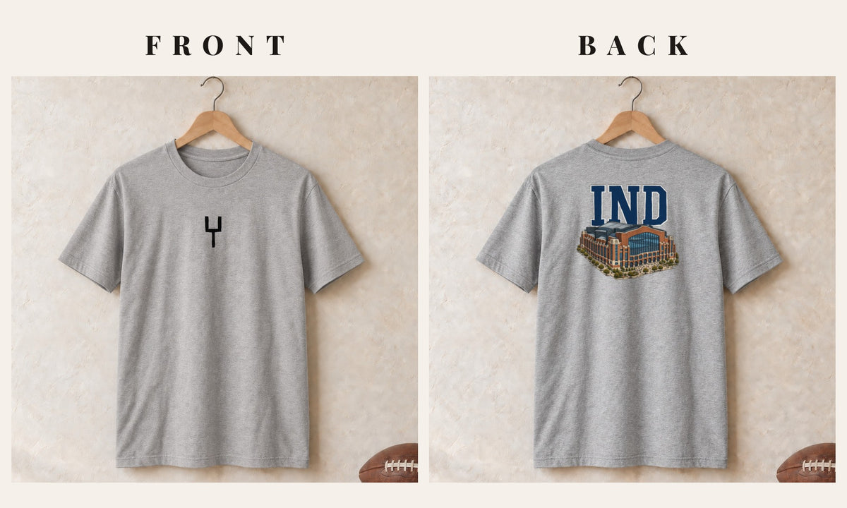 Tee + Goalpost Front · Sport Grey · front and back · Indianapolis Home Field Advantage tee in sport grey