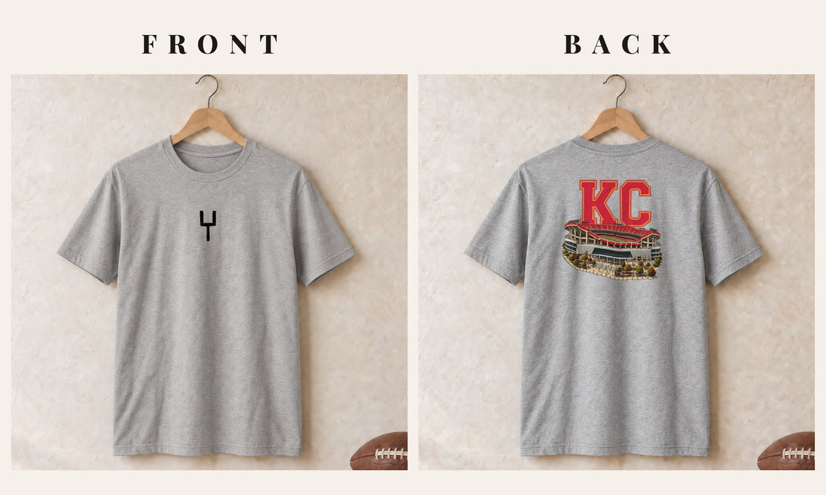 Tee + Goalpost Front · Sport Grey · front and back · Kansas City Home Field Advantage tee in sport grey