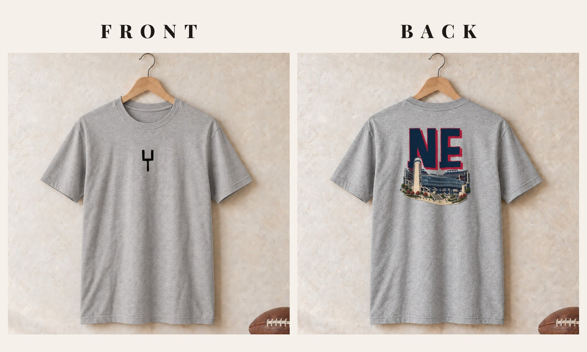 Tee + Goalpost Front · Sport Grey · front and back · New England Home Field Advantage tee in sport grey