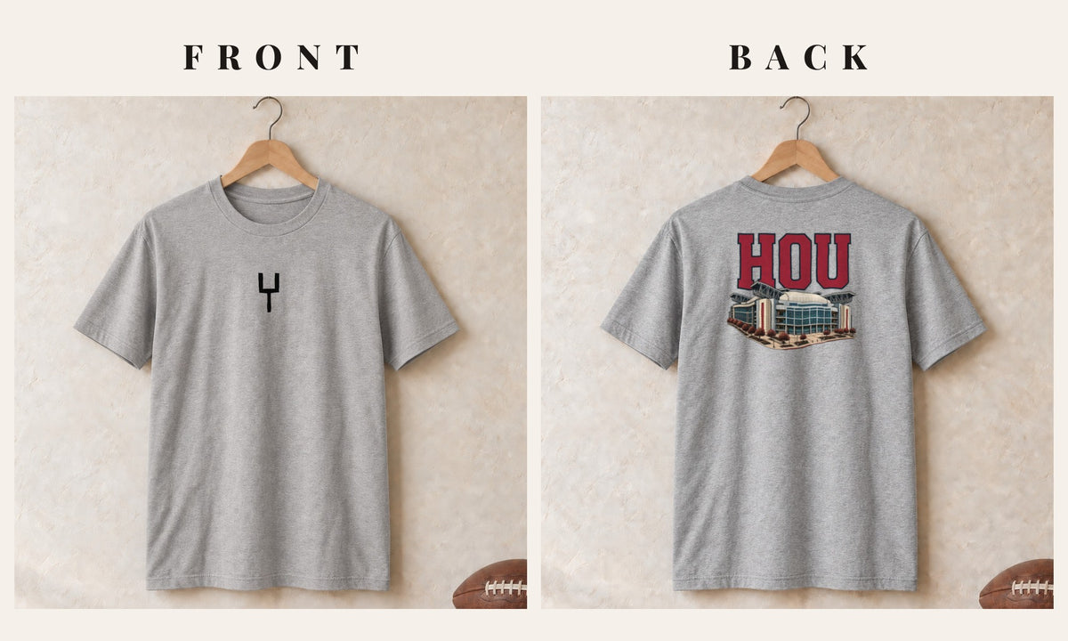 Tee + Goalpost Front · Sport Grey · front and back · Houston Home Field Advantage tee in sport grey