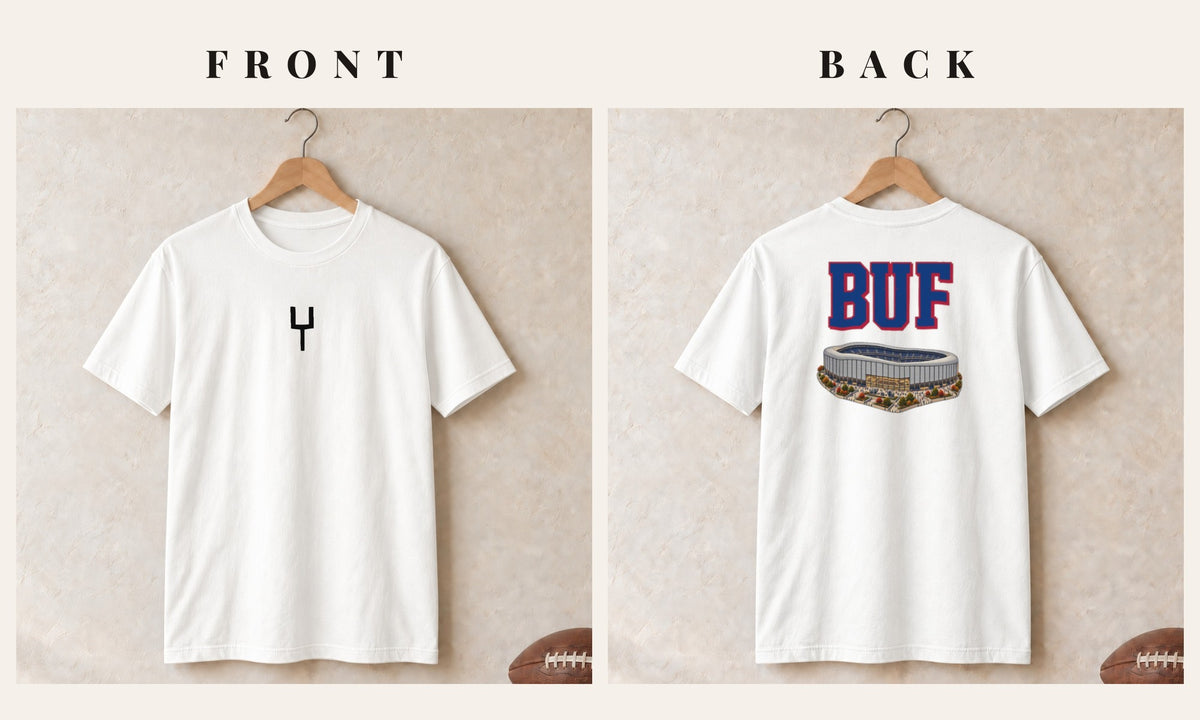 Tee + Goalpost Front · White · front and back · Buffalo Home Field Advantage tee in white