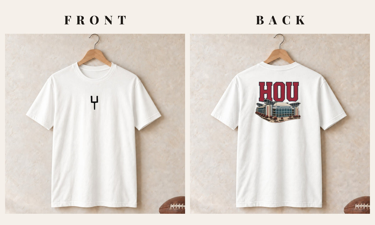 Tee + Goalpost Front · White · front and back · Houston Home Field Advantage tee in white