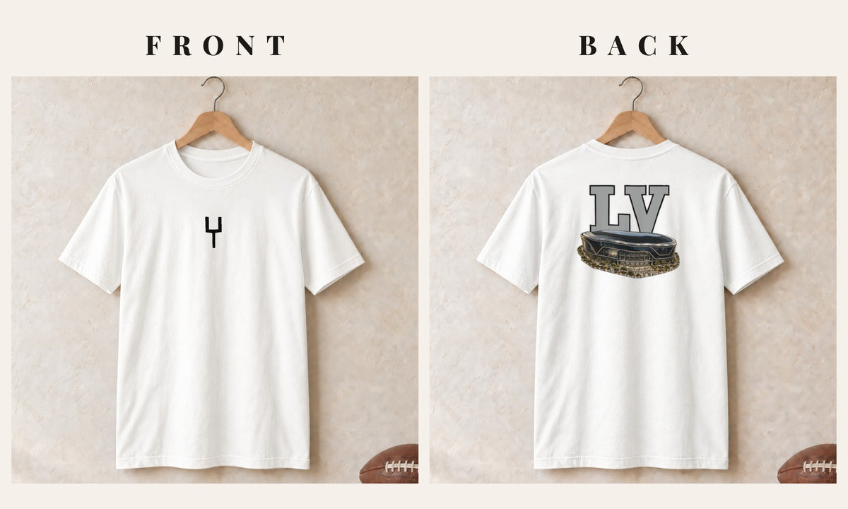 Tee + Goalpost Front · White · front and back · Las Vegas Home Field Advantage tee in white
