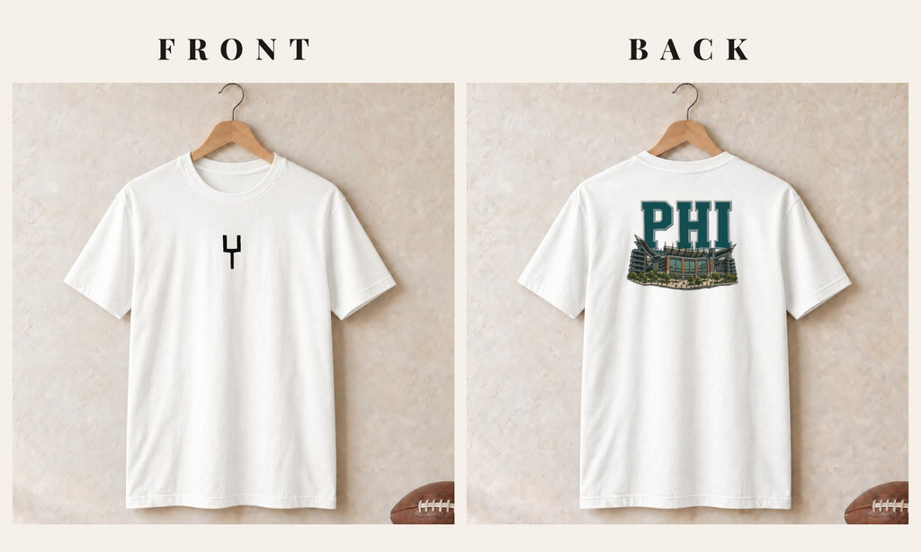 Tee + Goalpost Front · White · front and back · Philadelphia Home Field Advantage tee in white
